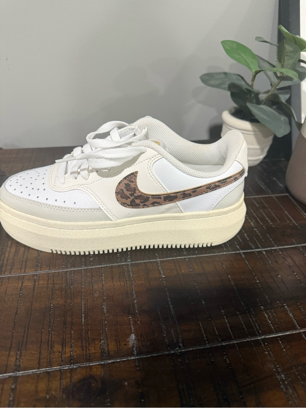 Nike Court Vision Alta Leopard Print Platform Sneakers